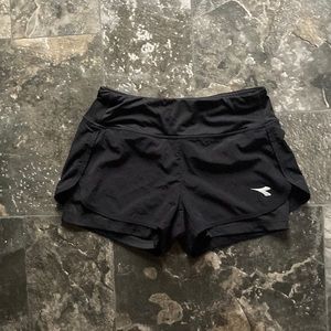 Diadora Active Black Shorts with under short spandex liner